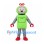 Robot Mascot Costume in Lime Green with Silver Limbs and Red Windup Key