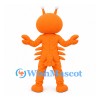 Lobster Character Mascot Costume in Orange with Claw Hands and Antennae