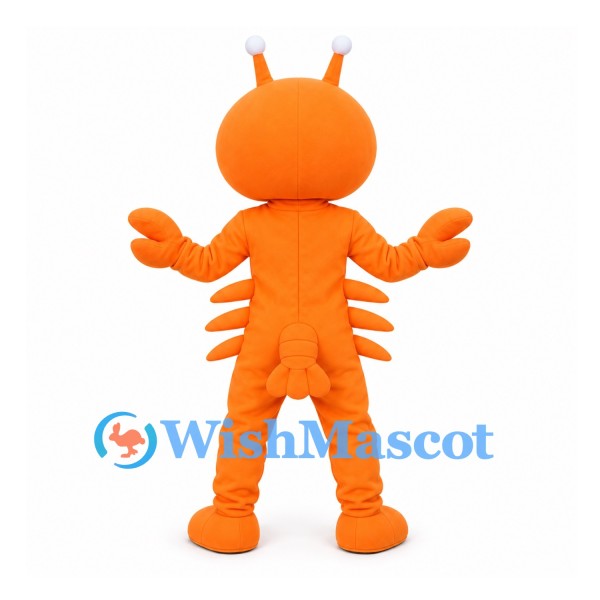 Lobster Character Mascot Costume in Orange with Claw Hands and Antennae