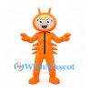 Lobster Character Mascot Costume in Orange with Claw Hands and Antennae