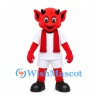 Red Devil Mascot Costume with White Sports Uniform and Red Scarf