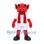 Red Devil Mascot Costume with White Sports Uniform and Red Scarf
