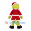 Green Monster Mascot Costume with Red Santa Coat and Hat