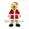Green Monster Mascot Costume with Red Santa Coat and Hat