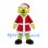 Green Monster Mascot Costume with Red Santa Coat and Hat