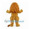 Lion Mascot Costume in Gold with Long Mane and Open Mouth