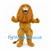 Lion Mascot Costume in Gold with Long Mane and Open Mouth