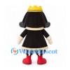 King Mascot Costume with Yellow Crown and Black Coat