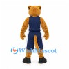 Cougar Mascot Costume in Gold with Navy Basketball Uniform