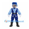 Pirate Mascot Costume with Blue Hat and Eye Patch