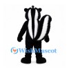 Skunk Mascot Costume in Black and White with Large Striped Tail