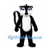 Skunk Mascot Costume in Black and White with Large Striped Tail