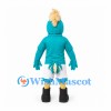 Eagle Mascot Costume in Teal with Cream Crest and White Shorts