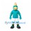 Eagle Mascot Costume in Teal with Cream Crest and White Shorts