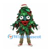 Christmas Tree Mascot Costume with Layered Green Leaves and Red Santa Hat