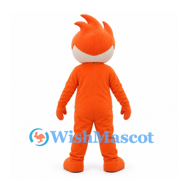 Fire Sprite Mascot Costume in Orange with White Belly and Flame Hair