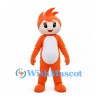 Fire Sprite Mascot Costume in Orange with White Belly and Flame Hair