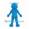 Blue Dragon Mascot Costume with White Antler Horns and Forehead Dot