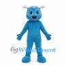 Blue Dragon Mascot Costume with White Antler Horns and Forehead Dot