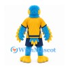 Blue Bird Mascot Costume with Yellow Sports Shirt and Navy Shorts