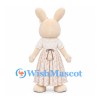 Rabbit Mascot Costume in Cream with Floral Dress and White Hair Flower
