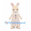 Rabbit Mascot Costume in Cream with Floral Dress and White Hair Flower
