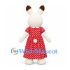 Rabbit Mascot Costume in White with Red Polka Dot Dress