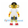 Tiger Cub Mascot Costume with Black Cap and White Pinstripe Shirt