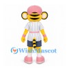Tiger Cub Mascot Costume with Pink Cap and White Pinstripe Shirt