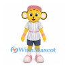 Tiger Cub Mascot Costume with Pink Cap and White Pinstripe Shirt