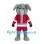 Elephant Mascot Costume in Gray with Burgundy Hockey Uniform