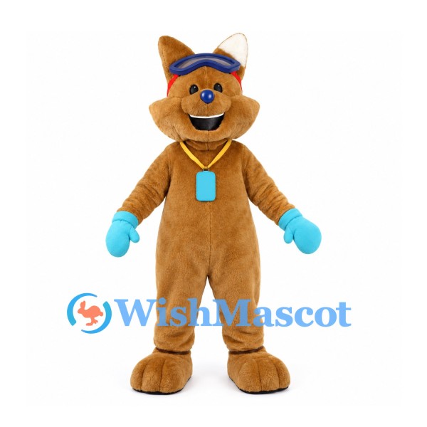 Kangaroo Mascot Costume with Blue Goggles Gloves and Pendant