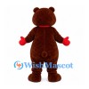 Bear Mascot Costume in Brown with Blue Nose and Red Gloves