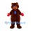 Bear Mascot Costume in Brown with Blue Nose and Red Gloves