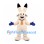 Rabbit Mascot Costume in Cream with Blue Gloves and Orange Pendant