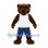 Bear Mascot Costume in Brown with White Vest and Navy Shorts