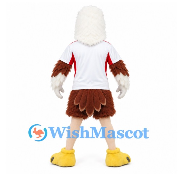 Eagle Mascot Costume in Brown and White with White Sports Shirt