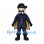 Bearded Cowboy Mascot Costume with Black Hat and Navy Cape