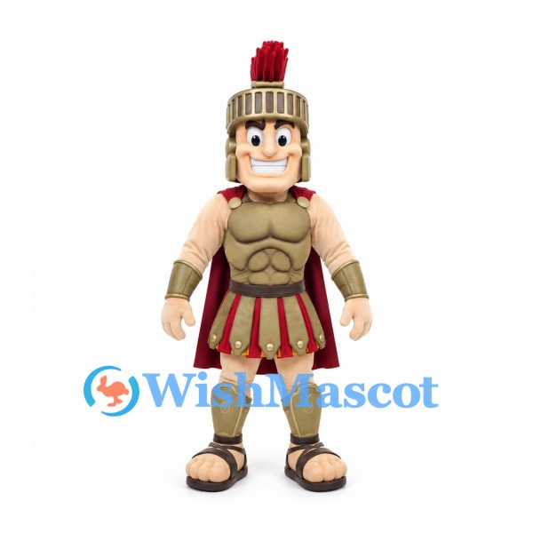 Roman Soldier Mascot Costume with Gold Armor and Red Cape