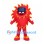 Fire Mascot Costume in Red with Yellow Flame Outline and Dark Visor