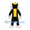 Cat Mascot Costume in Black and White with Yellow Hard Hat and Sports Uniform