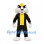 Cat Mascot Costume in Black and White with Yellow Hard Hat and Sports Uniform