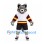 Wolf Mascot Costume in Gray with Burgundy Hockey Sleeves and Ice Skates