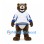 Bear Mascot Costume in Brown with White and Blue Hockey Shirt