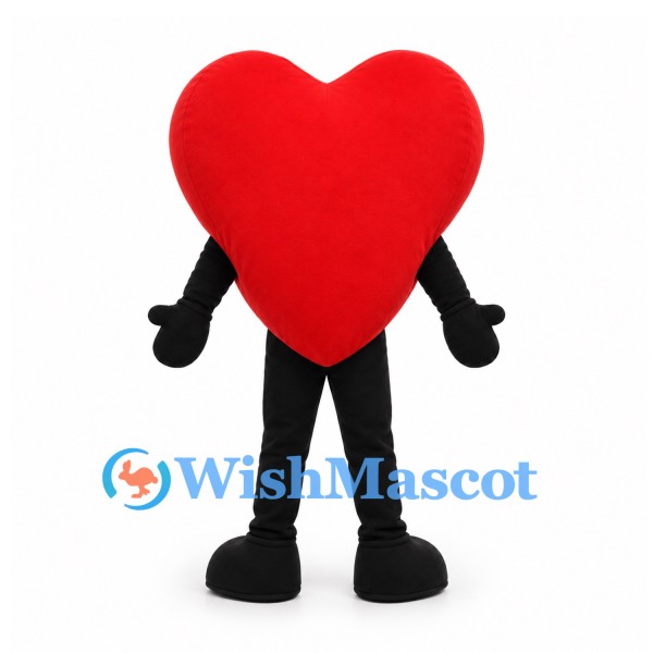 Heart Mascot Costume in Red with Black Arms and Legs
