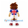 Lion Mascot Costume with Union Jack Shirt and White Shorts