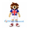 Lion Mascot Costume with Union Jack Shirt and White Shorts