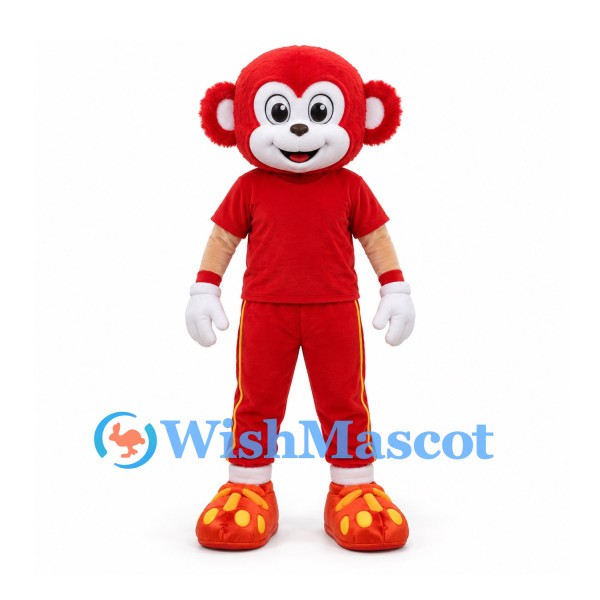 Monkey Mascot Costume in Red with Matching Sports Outfit