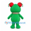 Bear Character Mascot Costume in Green with Cherry Ear Decorations and Scarf