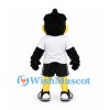 Black Bird Mascot Costume with Large Yellow Beak and White Shirt